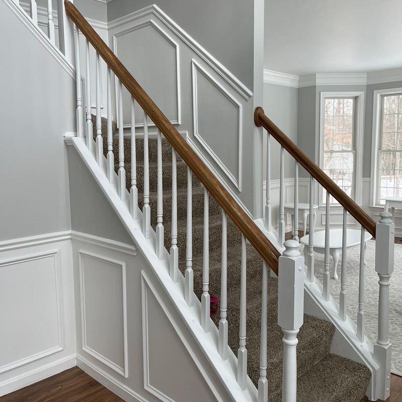 newly painted stairway inside a home